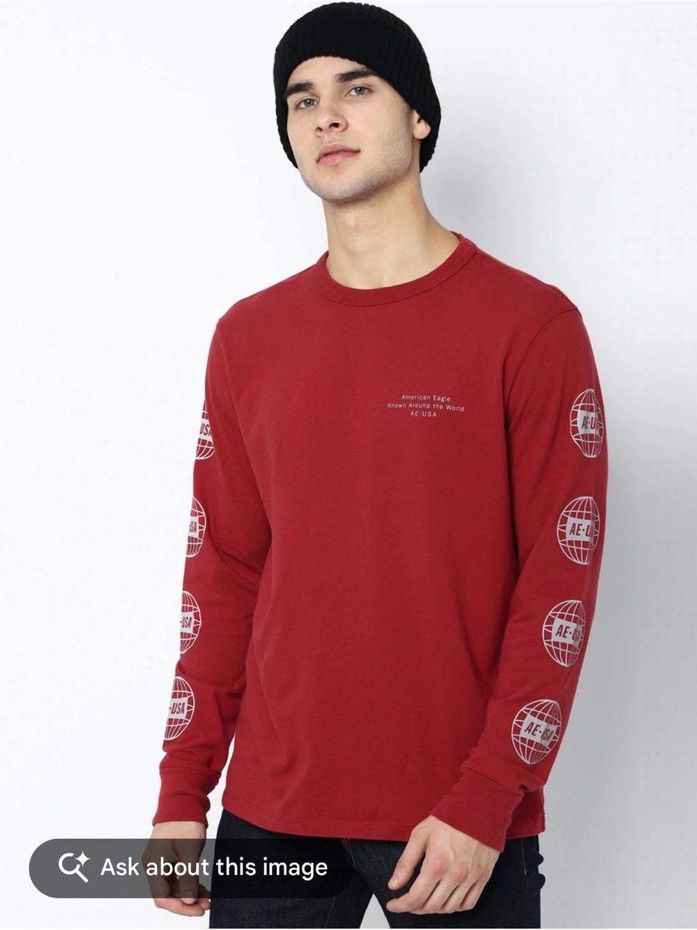 American Eagle Outfitters Men’s Long Sleeve Graphic Tee - Red